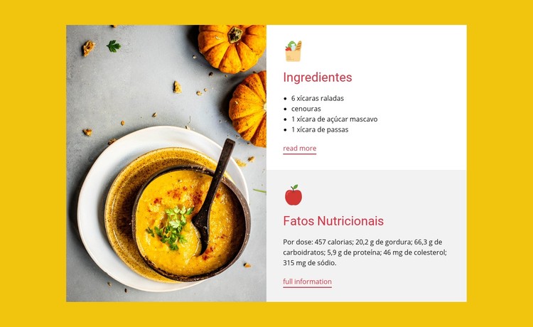 Fatos sobre nutrição de ingredientes Template CSS