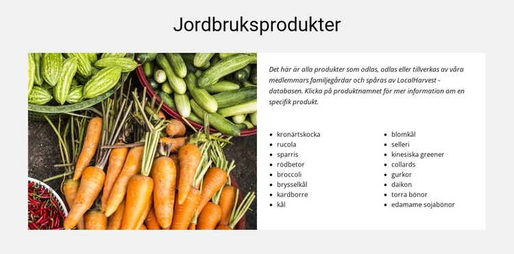 Jordbruksprodukter Hemsidedesign