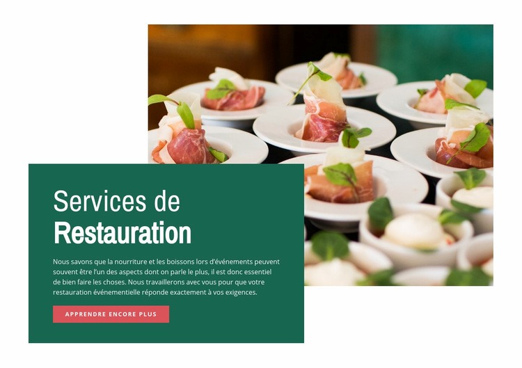 Services de restauration alimentaire Maquette de site Web