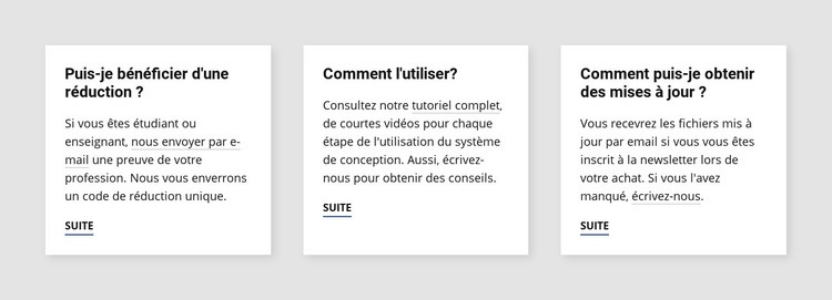 Réponses aux questions principales Maquette de site Web