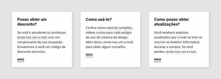 Respostas às questões principais Maquete do site