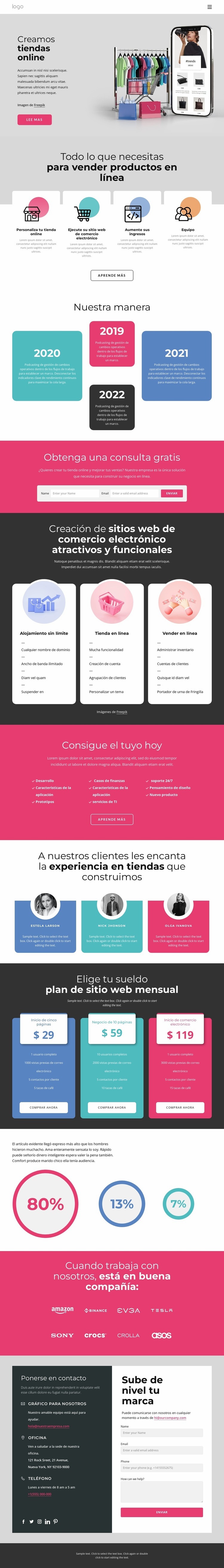 Construimos tiendas Plantillas de creación de sitios web