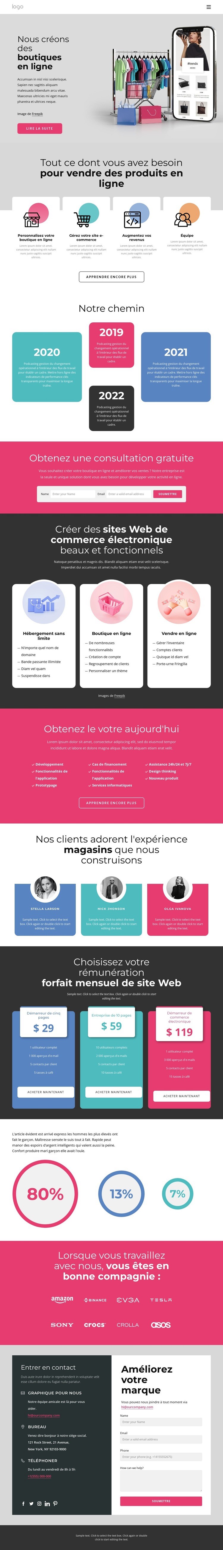 Nous construisons des magasins Créateur de site Web HTML