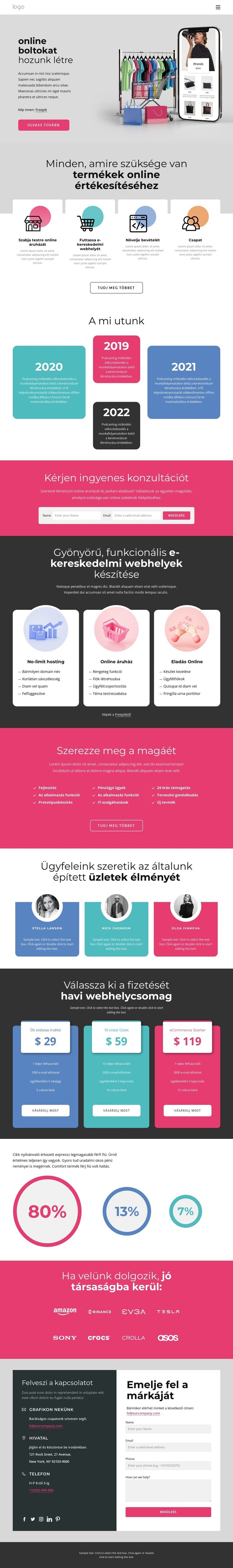 Üzleteket építünk CSS sablon