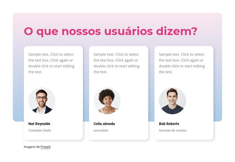 O que nossos usuários dizem Modelo de uma página