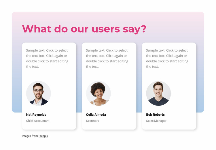 What our users say Landing Page