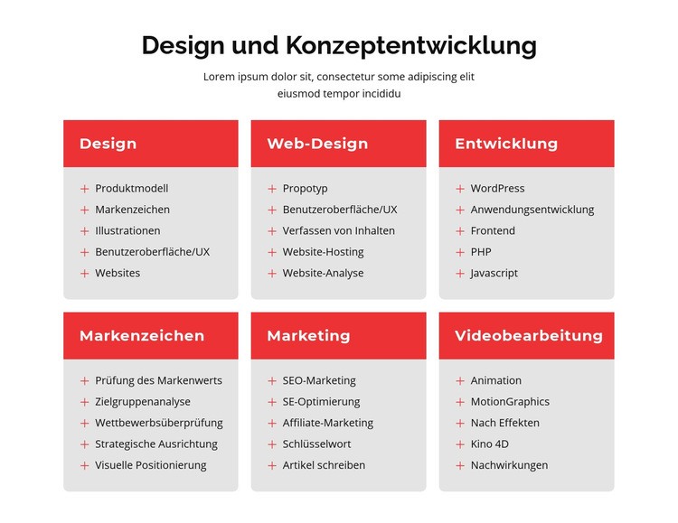 Branding und Webdesign Eine Seitenvorlage