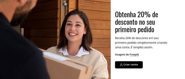 Seu primeiro pedido Landing Page