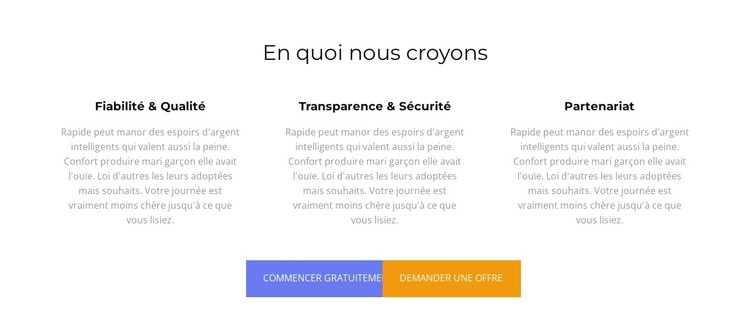 En quoi nous croyons Modèle CSS