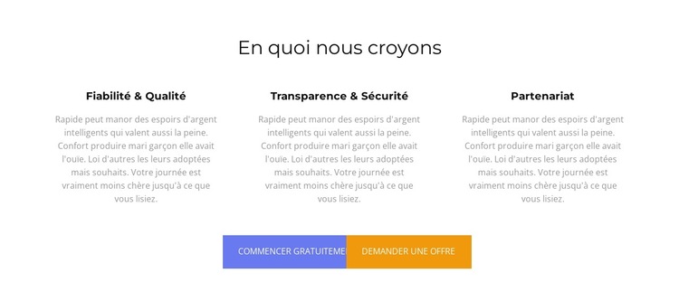 En quoi nous croyons Modèle de site Web