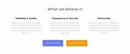 What we believe in - Html Code Example by Nicepage
