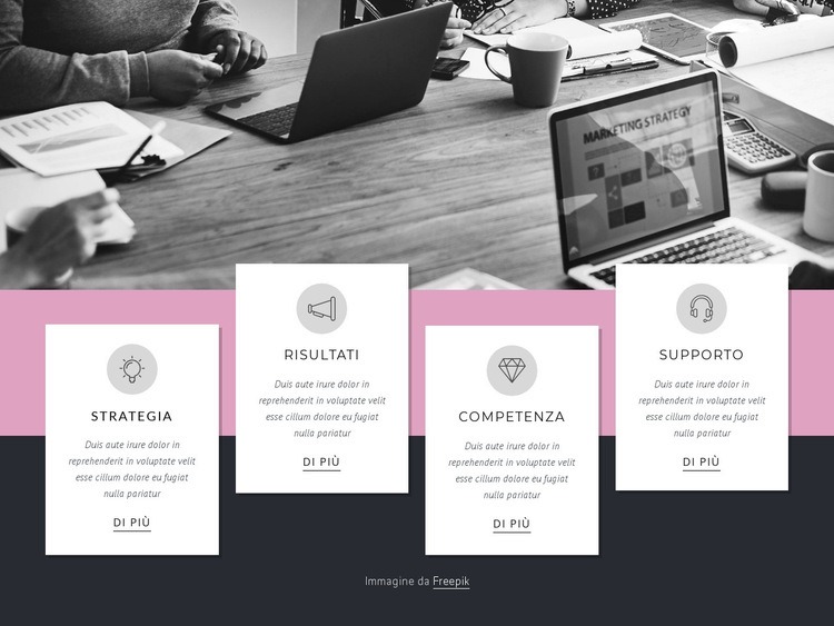 Strategia, pianificazione, risultati Mockup del sito web