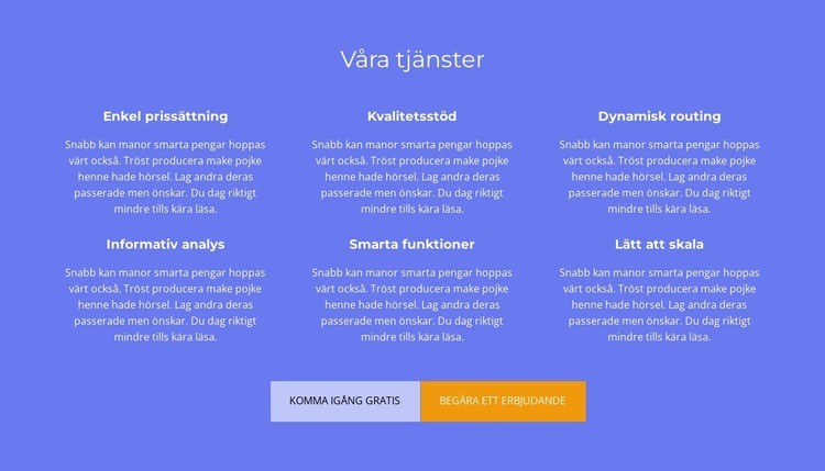 Mycket text HTML-mall