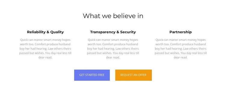 What we believe in Landing Page
