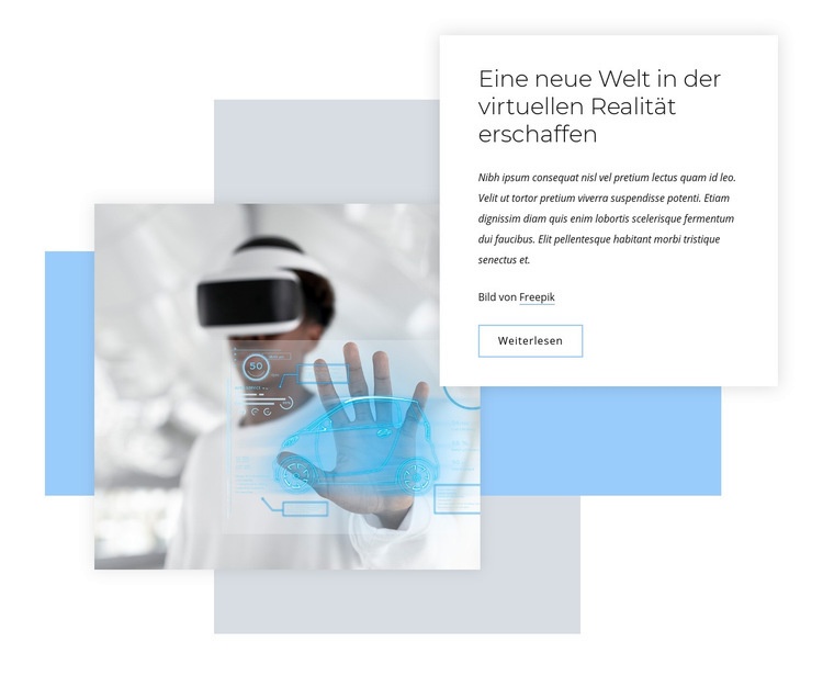 Neue Welt der virtuellen Realität HTML Website Builder