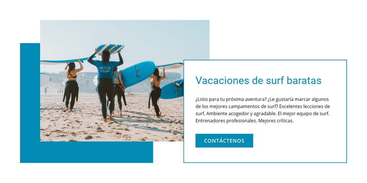 Vacaciones de surf baratas Plantilla de sitio web
