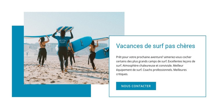 Vacances de surf Cheep Maquette de site Web