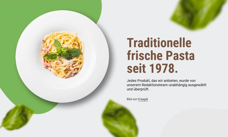 Traditionelle Pasta Website-Modell