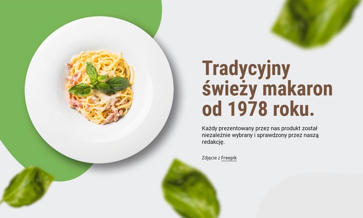 Makaron tradycyjny Makieta strony internetowej