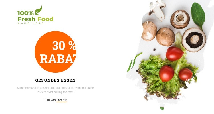 Frisches und gesundes Essen Landing Page