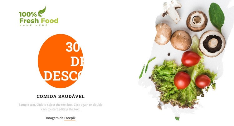 Alimentos frescos e saudáveis Maquete do site