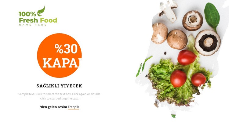 Taze ve sağlıklı yemek Web Sitesi Mockup'ı