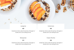 Italian restaurant menu - Html Code Example by Nicepage