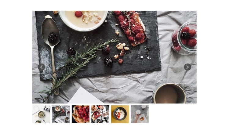 Controle deslizante com foto de comida Modelo de uma página