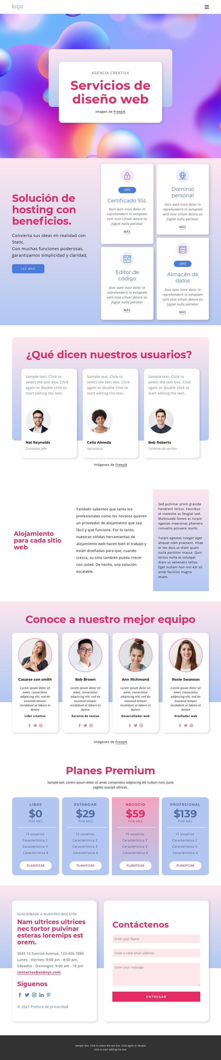 Diseño de sitios web con hosting Diseño de páginas web