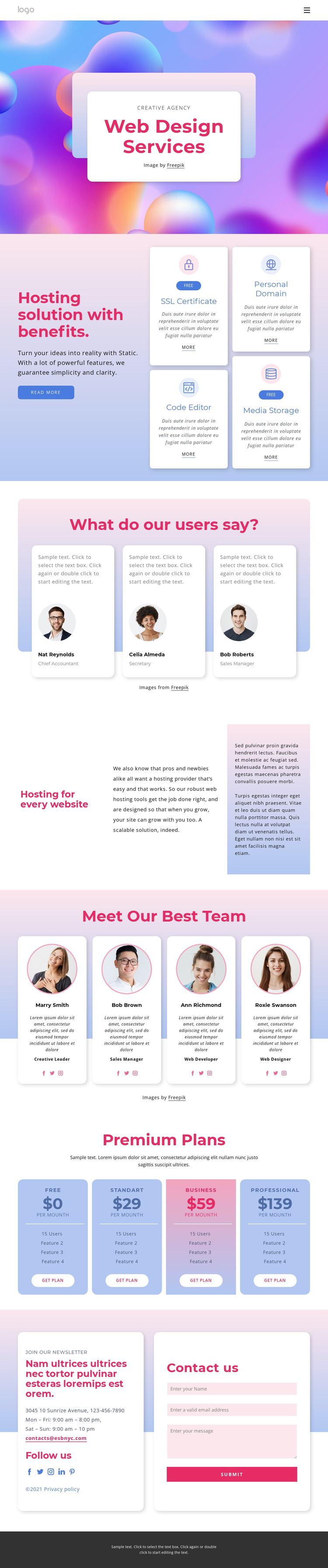 Website design with hosting One Page Template