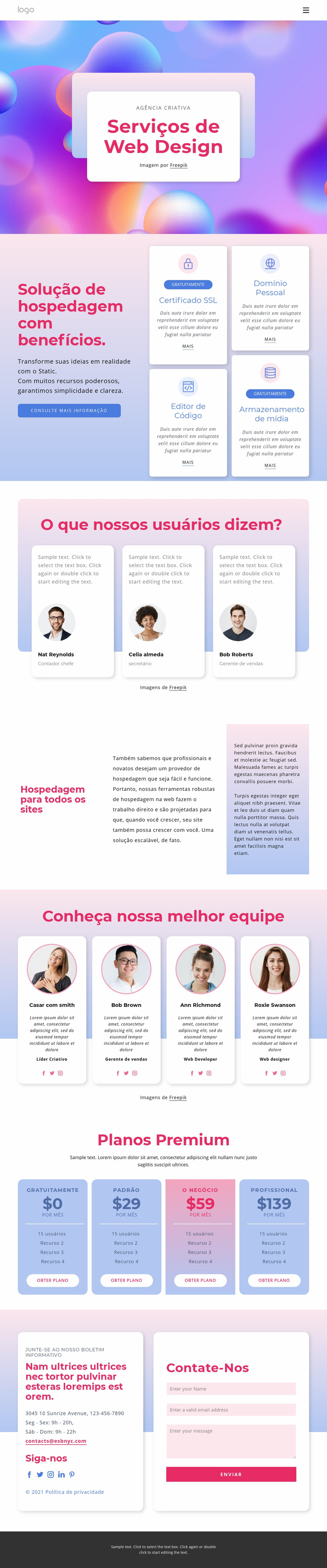 Design de site com hospedagem Template Joomla