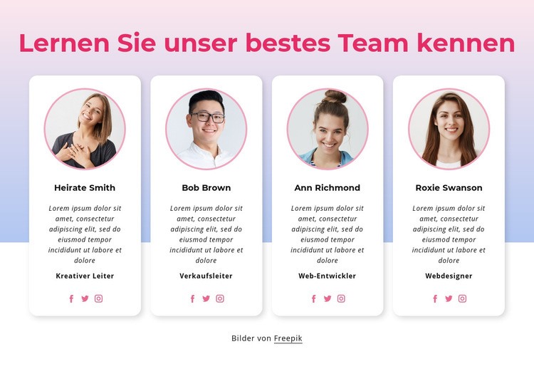 Lernen Sie unseren Teamblock kennen Eine Seitenvorlage