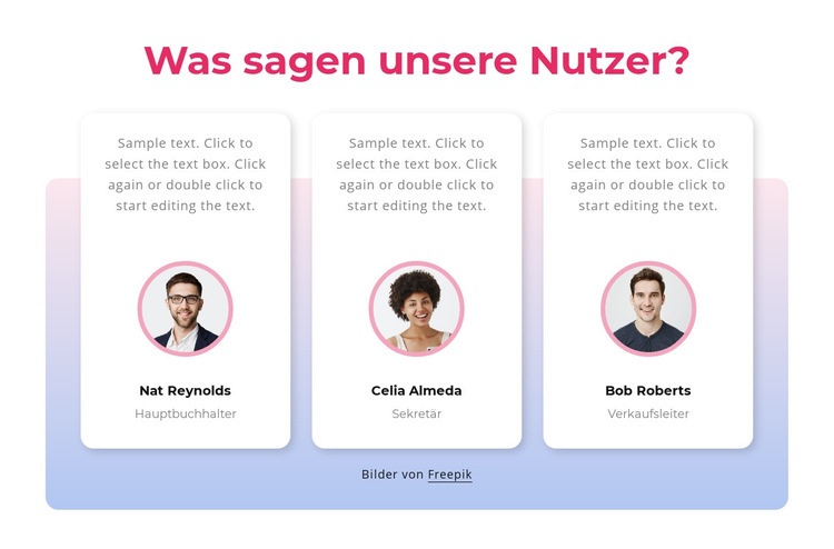 Kundenstimmen mit Farbverlauf Website design