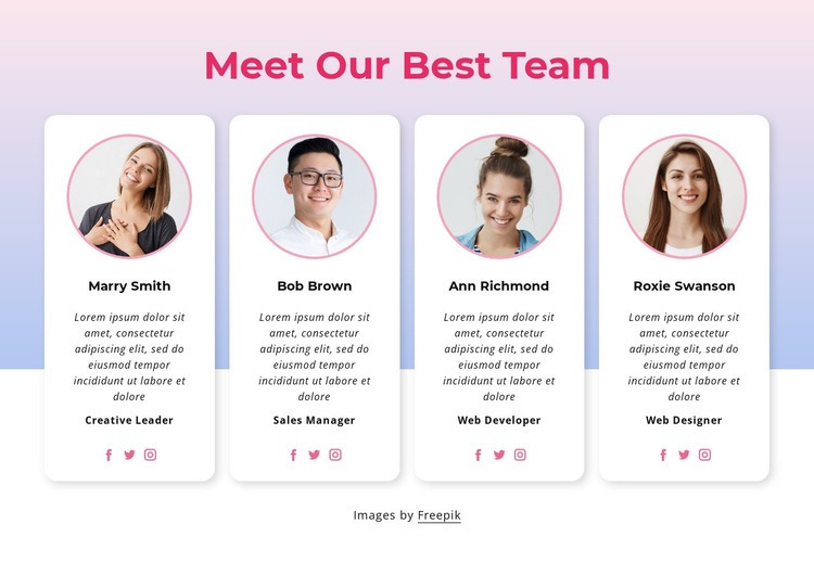 Meet our team block Elementor Template Alternative