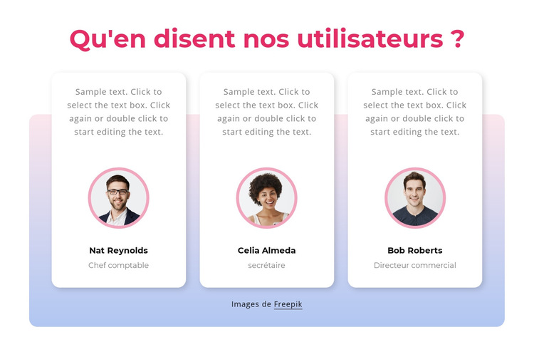 Témoignages clients avec dégradé Modèle de site Web