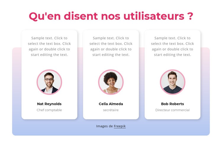 Témoignages clients avec dégradé Modèle d'une page