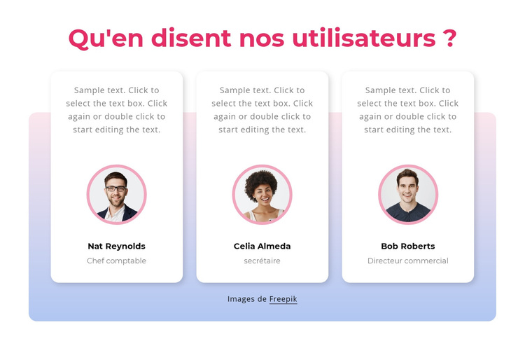 Témoignages clients avec dégradé Thème WordPress