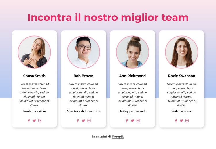 Incontra il nostro blocco squadra Modelli di Website Builder