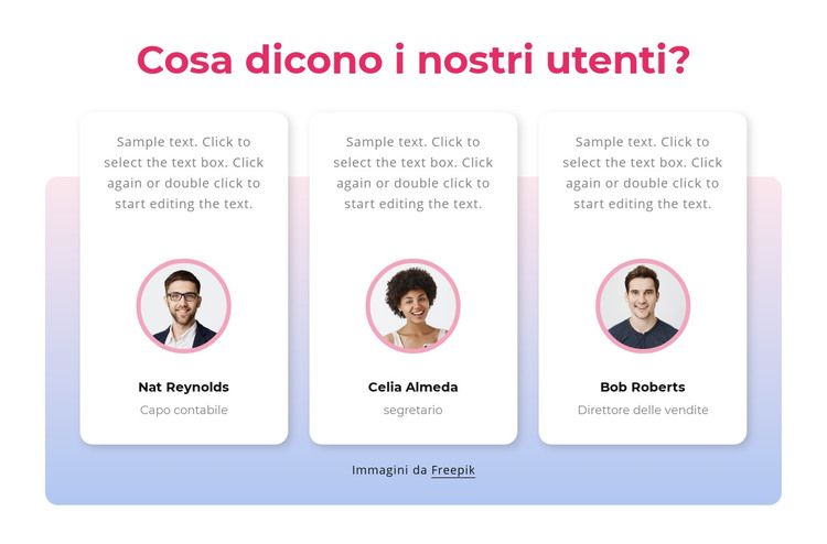 Testimonianze dei clienti con gradiente Modello HTML