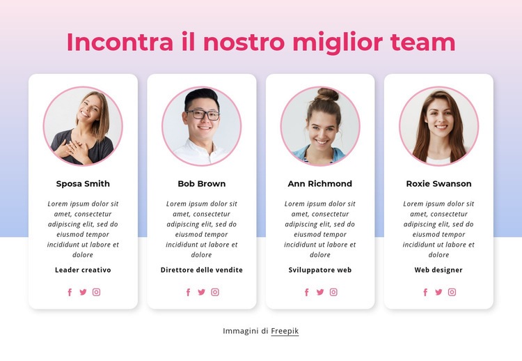 Incontra il nostro blocco squadra Modello HTML5