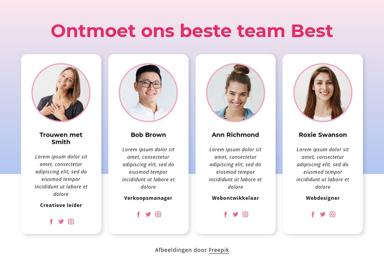 Maak kennis met ons teamblok HTML-sjabloon