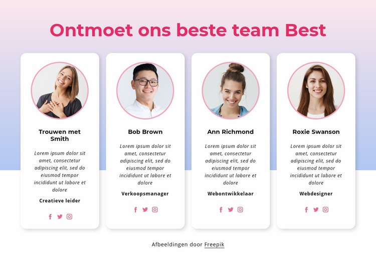 Maak kennis met ons teamblok Website ontwerp