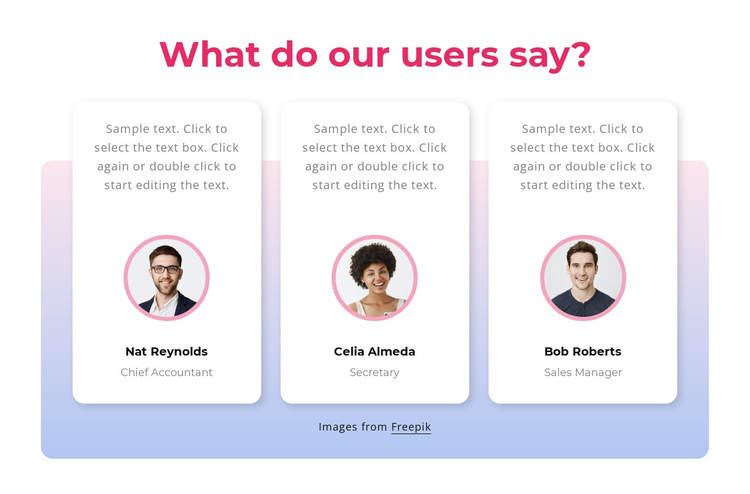 Customer testimonials with gradient One Page Template