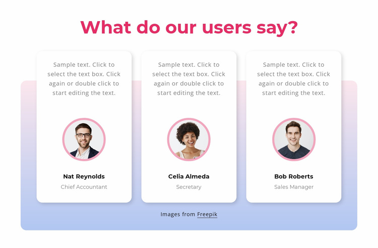Customer testimonials with gradient eCommerce Template