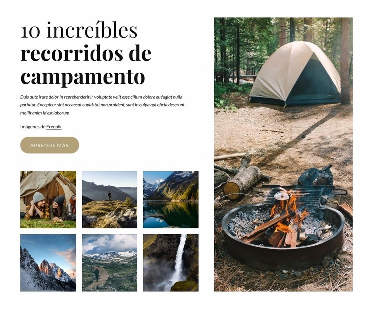 Increíbles tours de campamento Creador de sitios web HTML