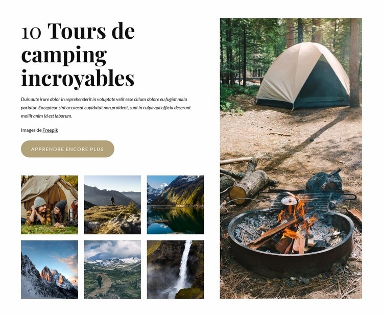 Des excursions de camping incroyables Conception de site Web