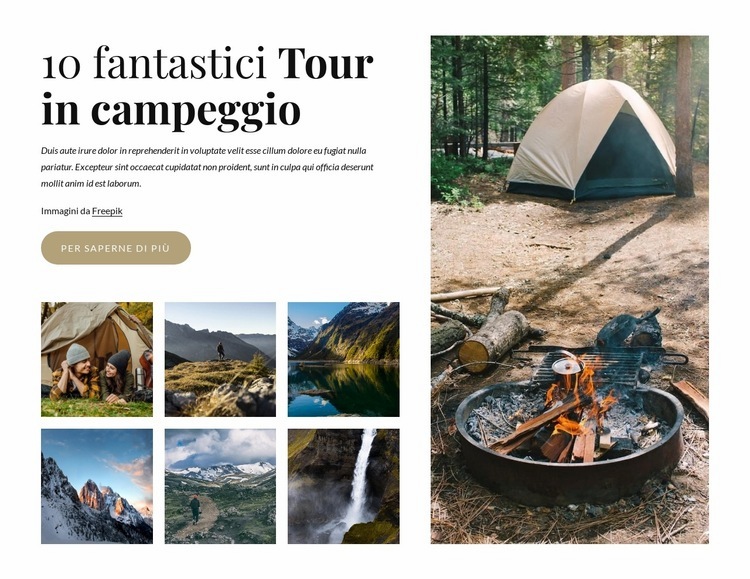 Incredibili tour in campeggio Mockup del sito web