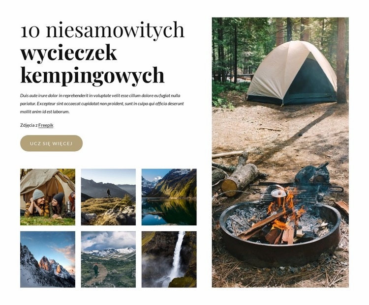 Niesamowite wycieczki na kemping? Kreator witryn internetowych HTML