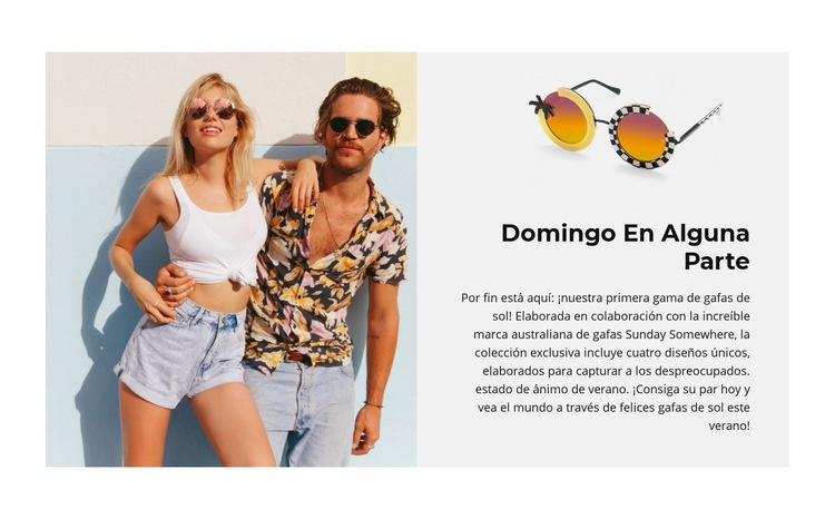Colección única de gafas de sol Maqueta de sitio web