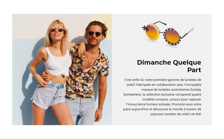 Collection unique de lunettes de soleil Conception de site Web